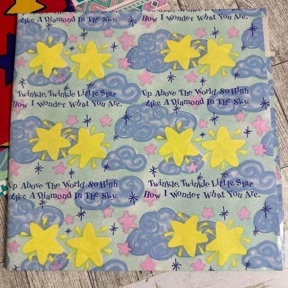 Vintage 90s Cleo Gift Wrap Floral Apples Wrapping Paper All Occasion Lot of 9